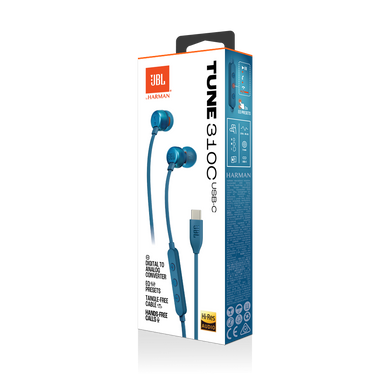 Дротова гарнітура JBL Tune 310C USB-C (Type-C) Blue (JBLT310CBLU) (Синій)