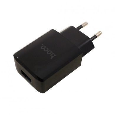 Мережевий Зарядний Пристрій Hoco C27A 1xUSB 2.4A Black, Чорний