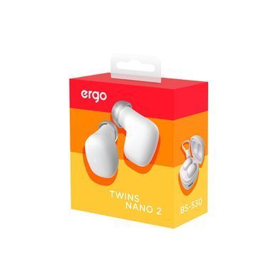 Безпровідні навушники TWS (Bluetooth) ERGO BS-530 Twins Nano 2 White (Білий)