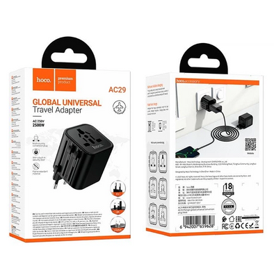 Мережевий перехідник Hoco AC29 Changer global universal conversion plug Black