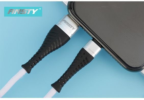 Кабель ANSTY SA-001 Micro USB Nylon 3A 1M Білий