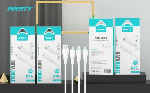 Кабель ANSTY ANS-711-V Micro USB 3.1A 1.2M Белый