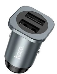 Автомобільний зарядний пристрій Hoco NZ4 Dual USB (5V 2.4A / 5V 4.8A 24W) Metal Gray