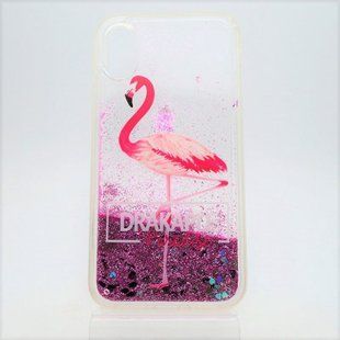 Чохол накладка Glitter Water + Pictures for iPhone X/iPhone XS 5.8" Flamingo