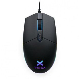 Мишка дротова з RGB підсвіткою ігрова Vinga MSG-100 Black
