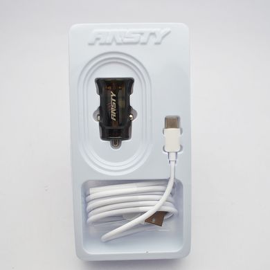 Автомобильная зарядка ANSTY CAR-013-T (1 USB 18W) with Type-C cable Black