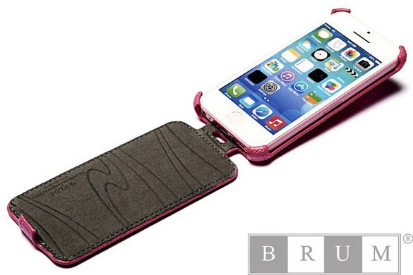 Кожаный чехол книжка Brum Exclusive iPhone 5C Pink